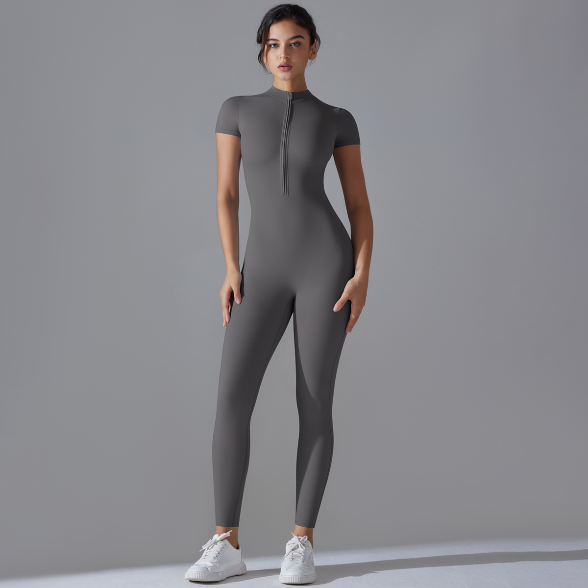Pilates Yoga Wear - Yogaset Damesjumpsuits Eendelig pak Rits Korte