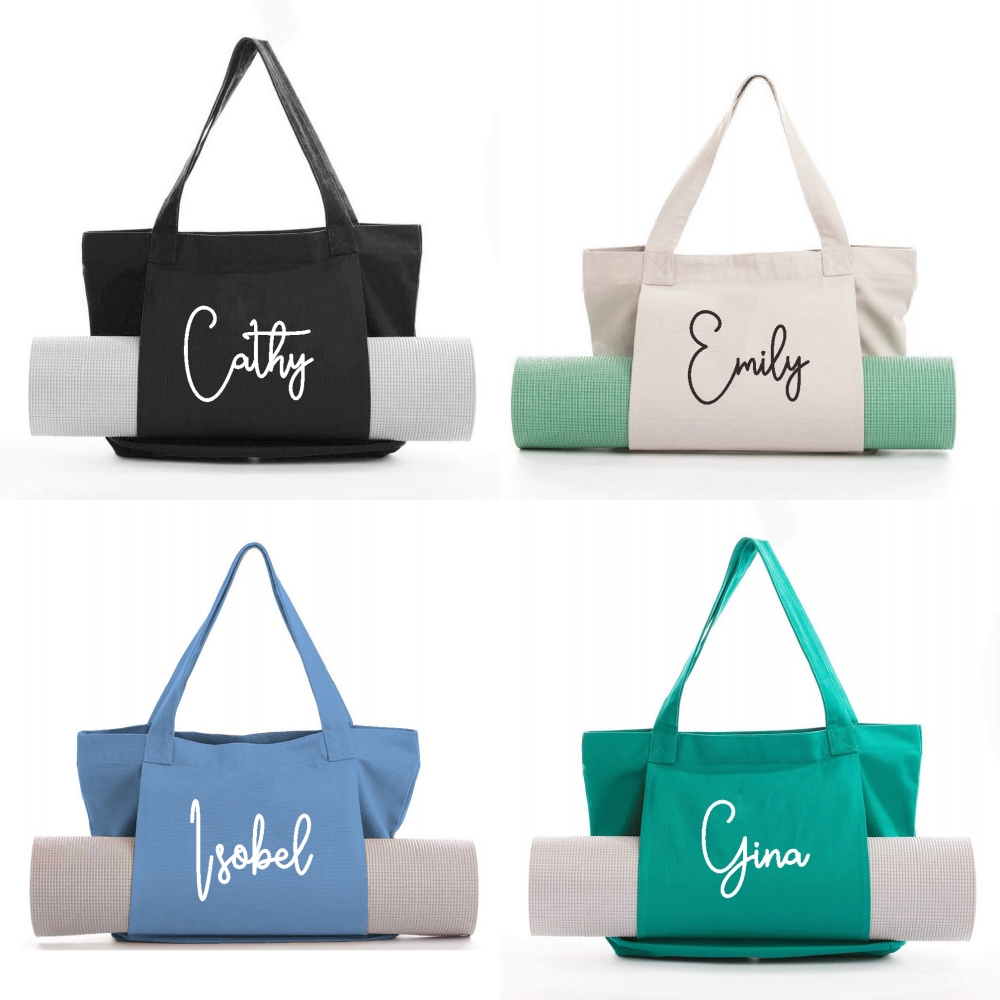 Pilates Yoga House - Gepersonaliseerde naam organische yoga draagtas, script
